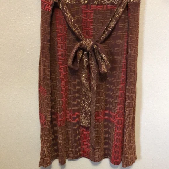 Custo Repainted dress Women's Size 2 short sleeve red brown gold 100% cotton EUC - Picture 9 of 13